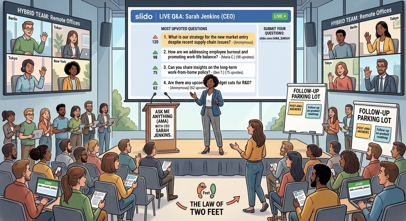 Ask Me Anything AMA session with live Q&A and upvoted employee questions