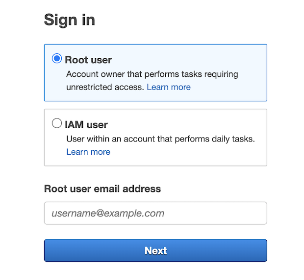 Sign into AWS Account