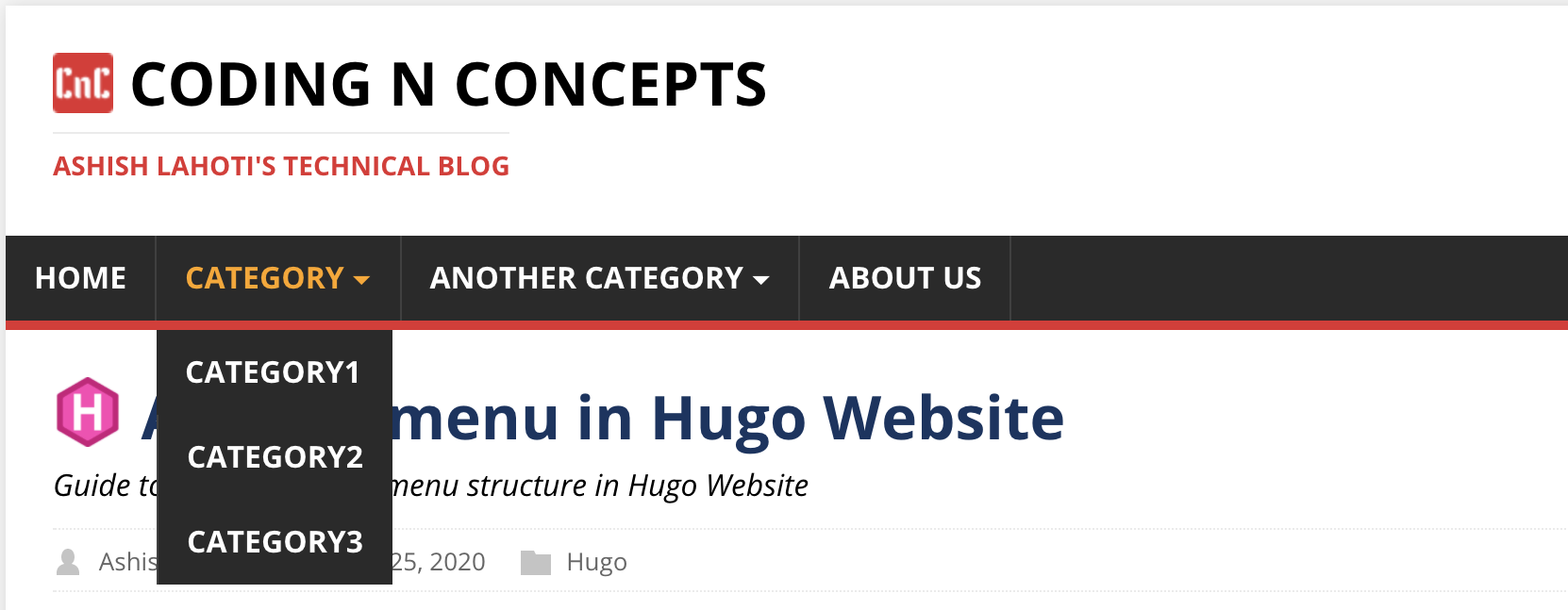 Hugo Nested Menu