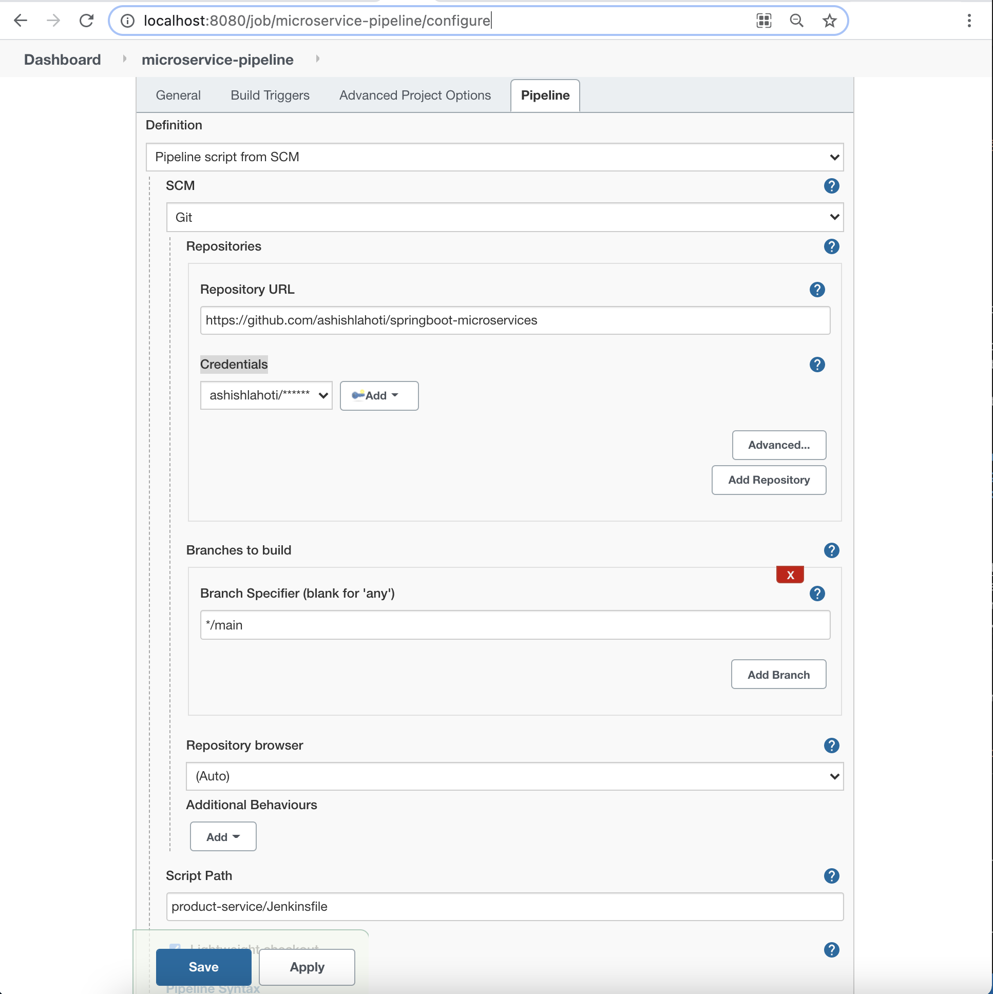 Create Jenkins pipeline from Jenkinsfile